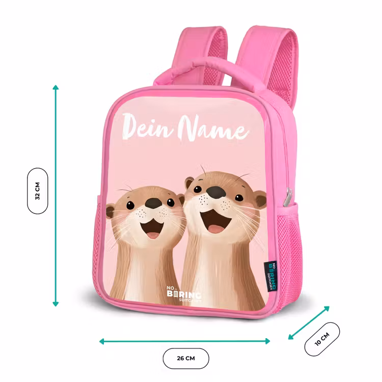 Glimlach - Otters - Roze - Illustratie Kinderrugzak - Roze middel -productfoto_formaten