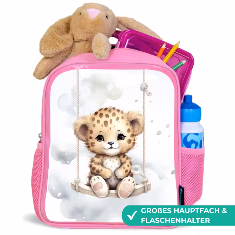 Luipaard - Dier - Kinderen Kinderrugzak - Roze middel -inhoud_DE