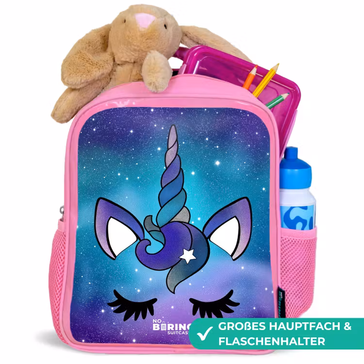 Paarse eenhoorn Kinderrugzak - Roze middel -inhoud_DE