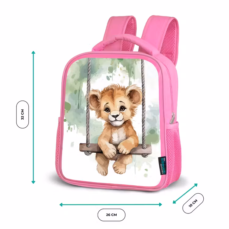 Leeuw - Dier - Kinderen - Jungle Kinderrugzak - Roze middel -productfoto_formaten