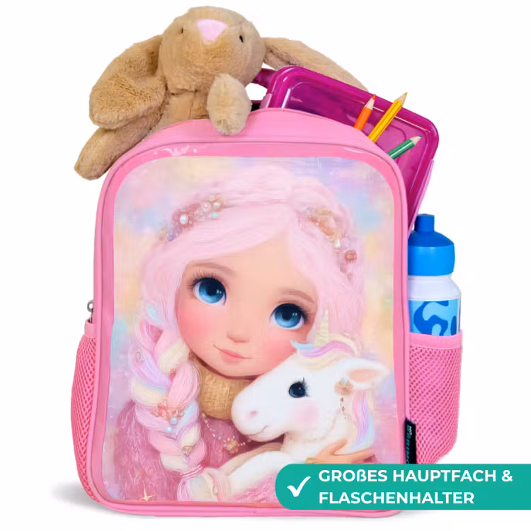 Meisje - Eenhoorn - Roze Kinderrugzak - Roze middel -inhoud_DE