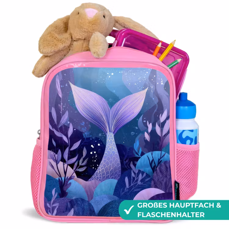 Zeemeerminnenstaart - Onderwaterplanten - Paars - Blauw Kinderrugzak - Roze middel -inhoud_DE