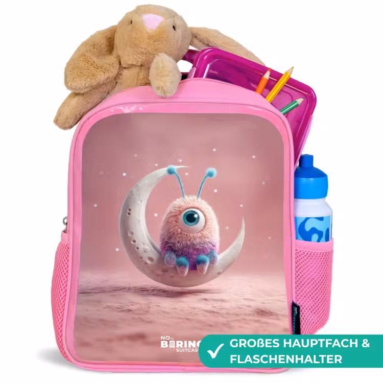 Maanwip met Pluizig Wezentje Kinderrugzak - Roze middel -inhoud_DE