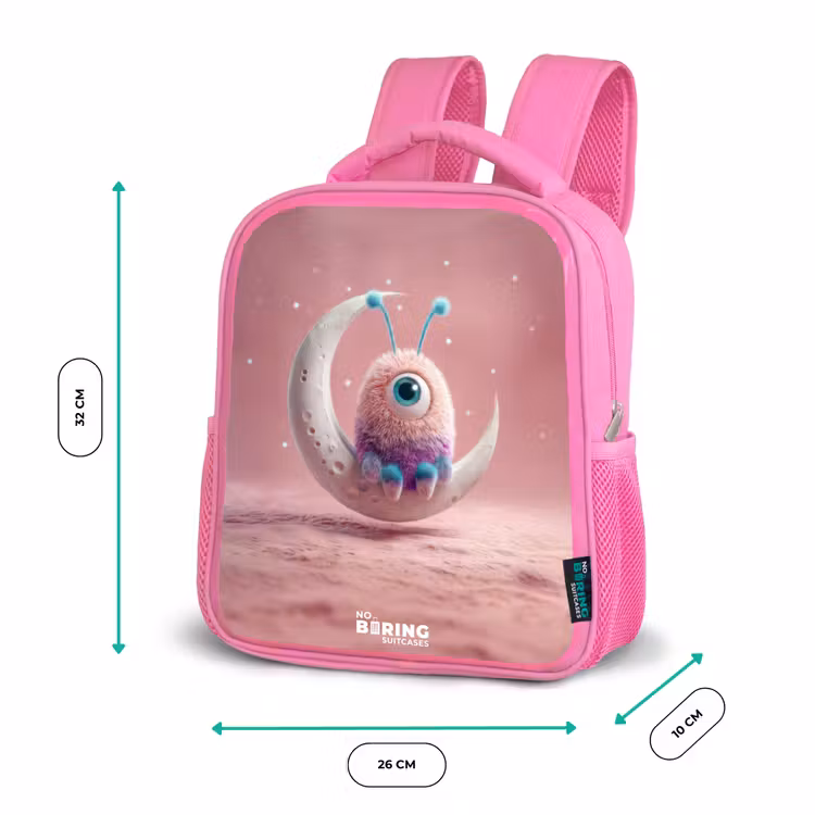 Maanwip met Pluizig Wezentje Kinderrugzak - Roze middel -productfoto_formaten