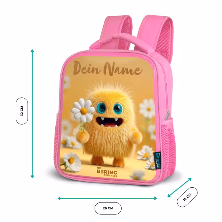 Monster - Wezen - Bloem - Geel Kinderrugzak - Roze middel -productfoto_formaten