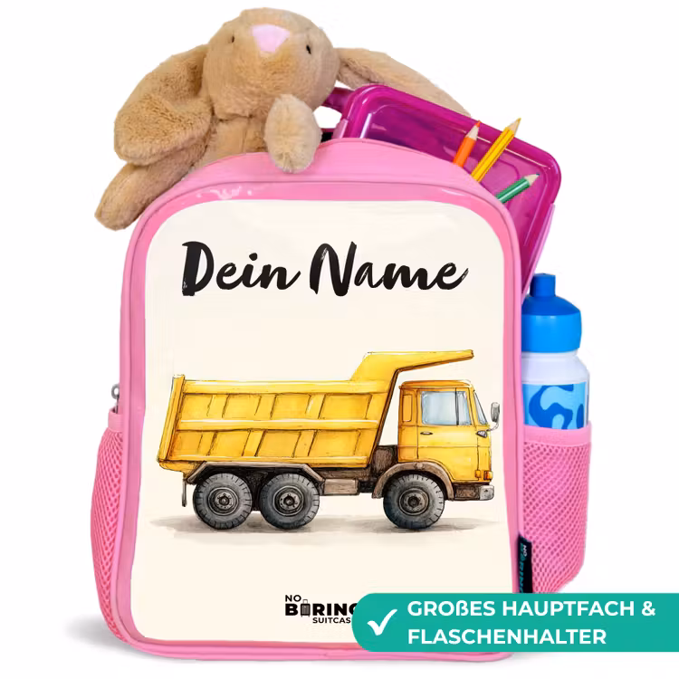 Kiepwagen - Getekend - Geel Kinderrugzak - Roze middel -inhoud_DE