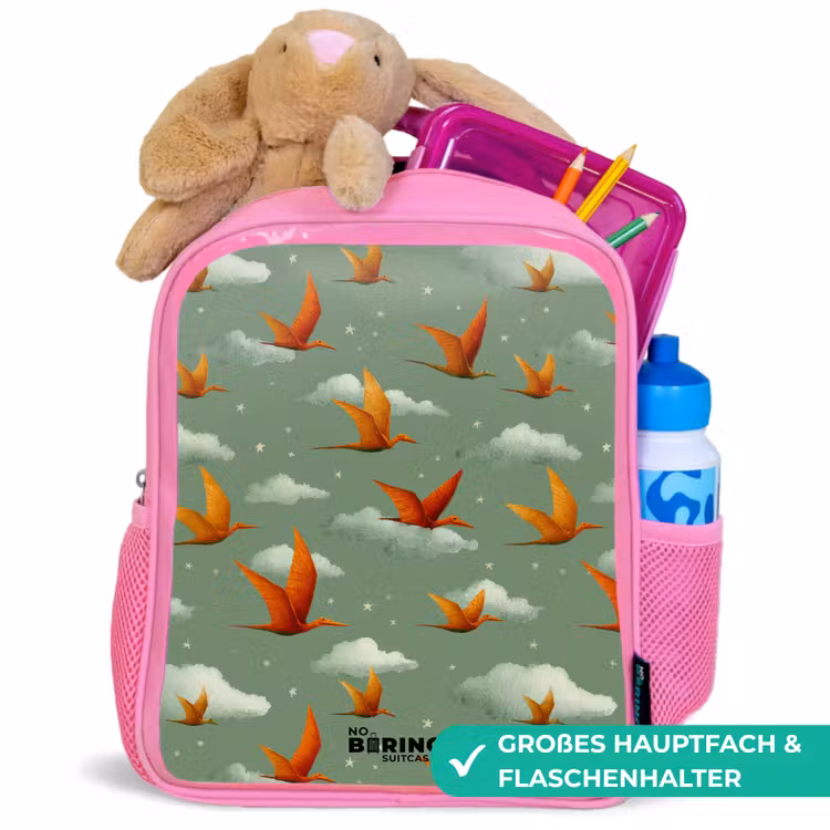Patroon - Dino - Pterosaurussen Kinderrugzak - Roze middel -inhoud_DE