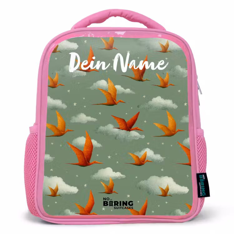 Patroon - Dino - Pterosaurussen Kinderrugzak - Roze middel -3d