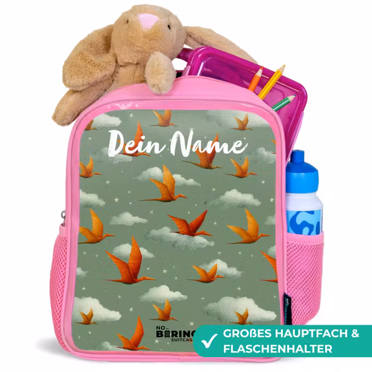 Patroon - Dino - Pterosaurussen Kinderrugzak - Roze middel -inhoud_DE