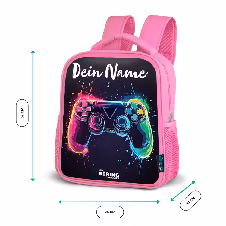 Neon - Controller - Verfspatten - Game Kinderrugzak - Roze middel -productfoto_formaten