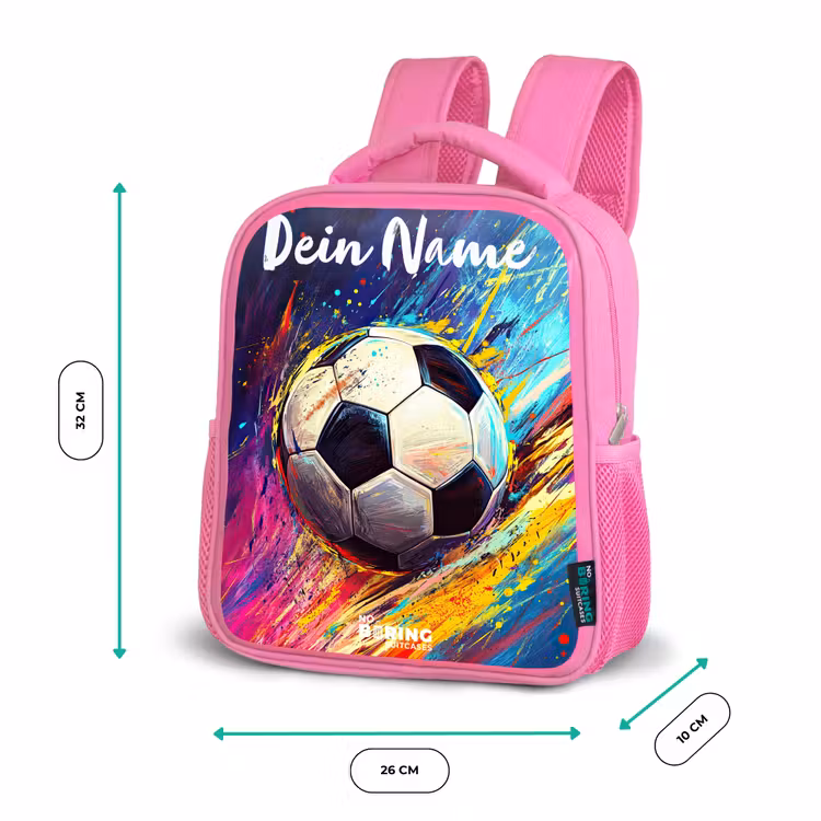 Neon - Voetbal - Kleurrijk Kinderrugzak - Roze middel -productfoto_formaten