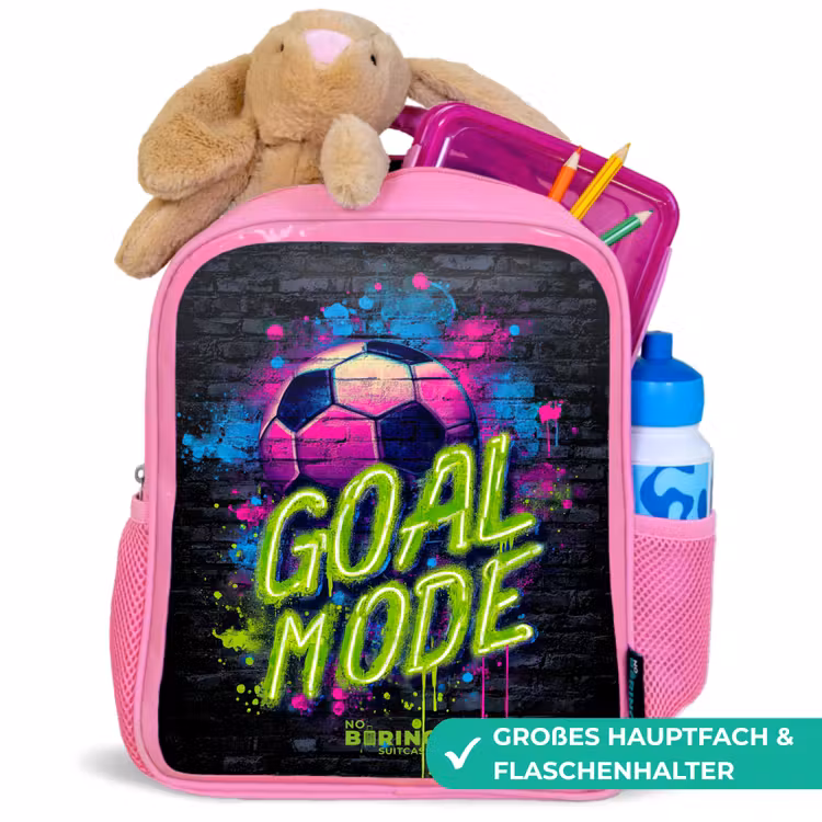 Neon - Graffiti - Voetbal - Kleurrijk Kinderrugzak - Roze middel -inhoud_DE
