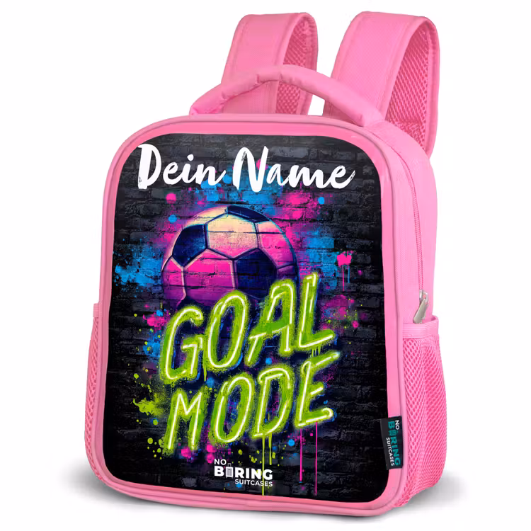 Neon - Graffiti - Voetbal - Kleurrijk Kinderrugzak - Roze middel -schuin