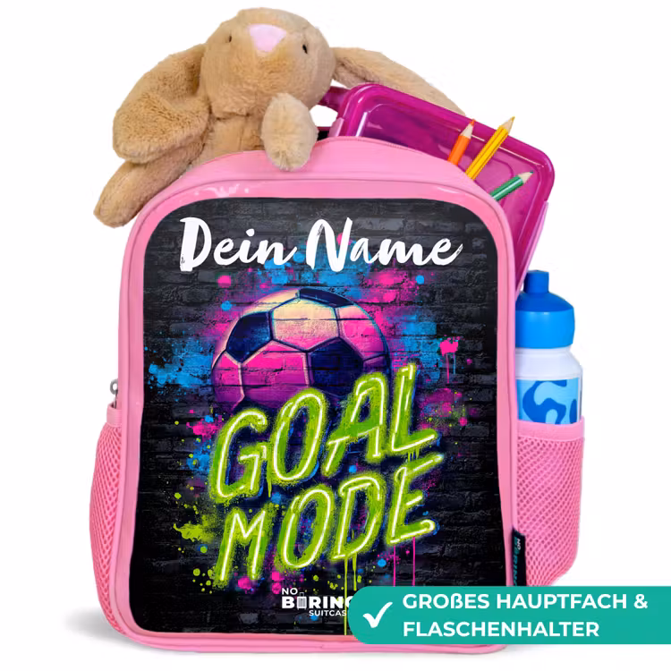 Neon - Graffiti - Voetbal - Kleurrijk Kinderrugzak - Roze middel -inhoud_DE