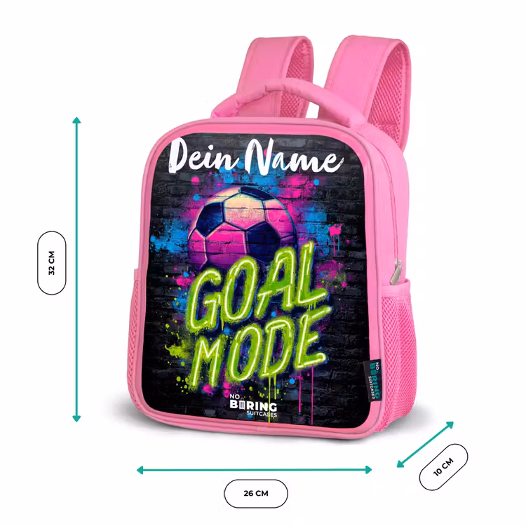 Neon - Graffiti - Voetbal - Kleurrijk Kinderrugzak - Roze middel -productfoto_formaten