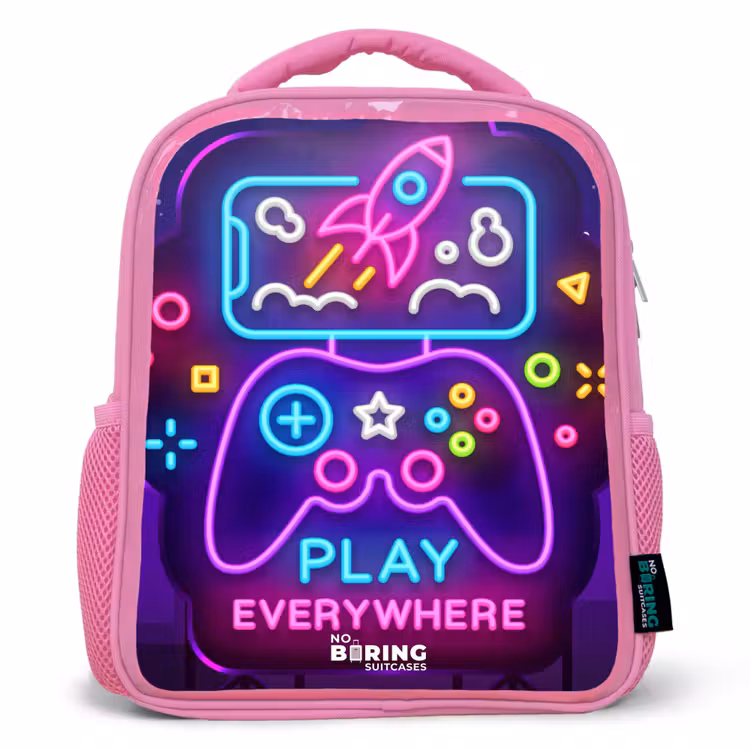 Neonillustratie met een controller Kinderrugzak - Roze middel -3d