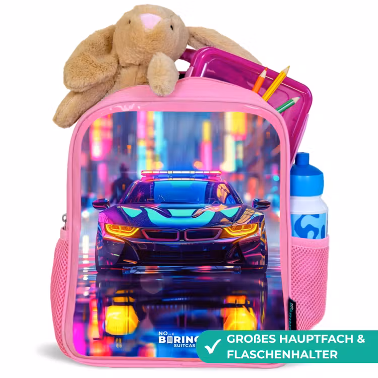 Neon nightcar Kinderrugzak - Roze middel -inhoud_DE