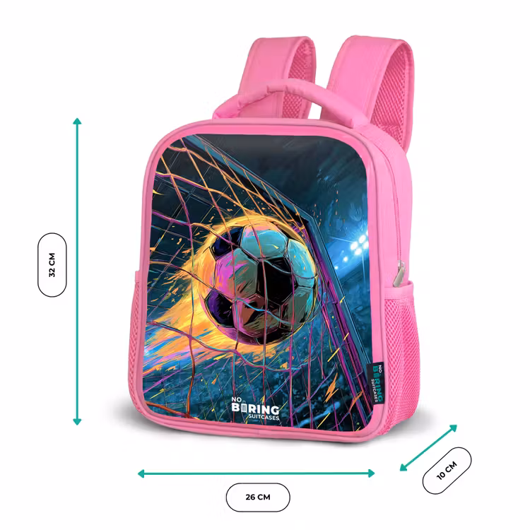 Neon - Net - Voetbal - Kleurrijk Kinderrugzak - Roze middel -productfoto_formaten
