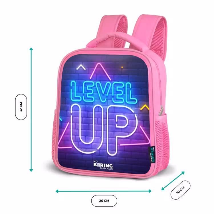 Neonletters op een bakstenen muur Kinderrugzak - Roze middel -productfoto_formaten