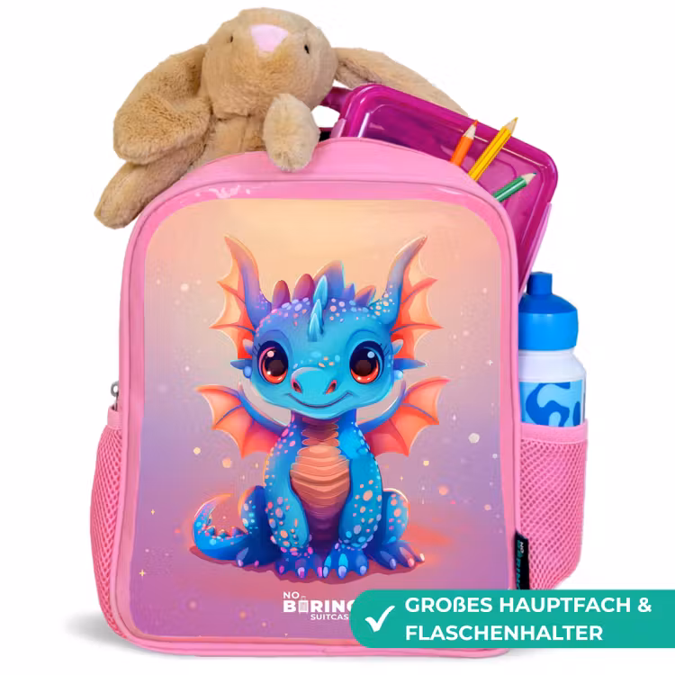 Schattige baby draak Kinderrugzak - Roze middel -inhoud_DE