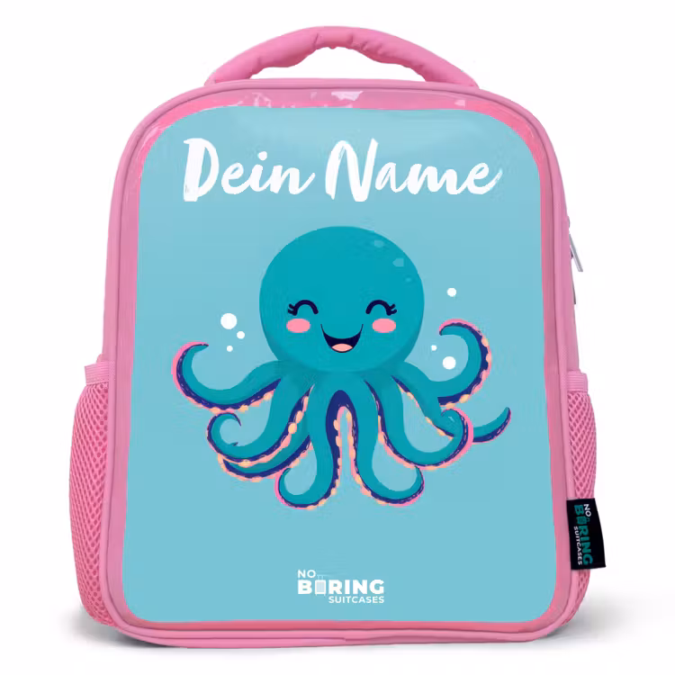 Octopus - Water - Blauw Kinderrugzak - Roze middel -3d