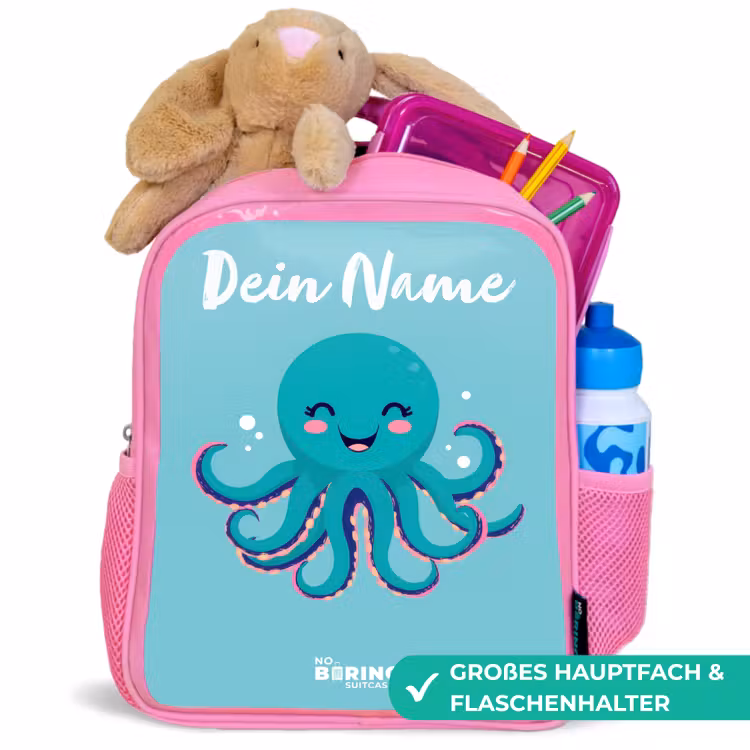 Octopus - Water - Blauw Kinderrugzak - Roze middel -inhoud_DE