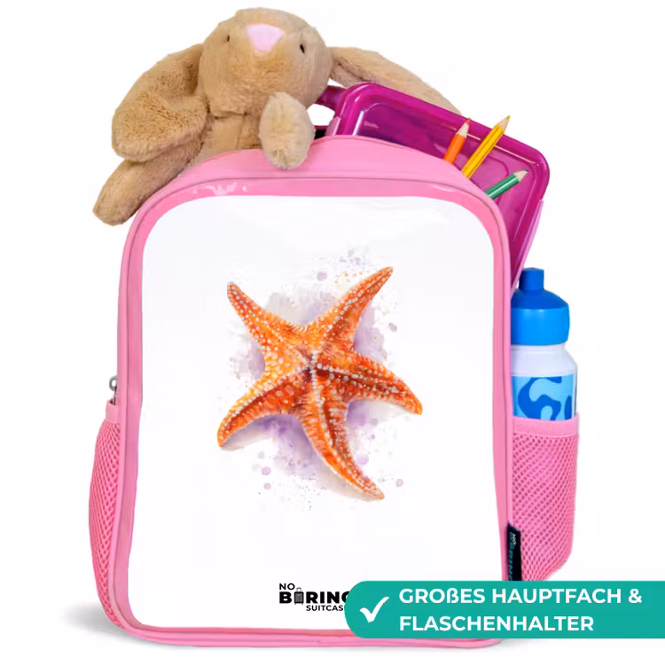 Oranje Zeester Illustratie Kinderrugzak - Roze middel -inhoud_DE