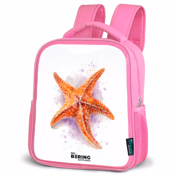 Oranje Zeester Illustratie Kinderrugzak - Roze middel -schuin