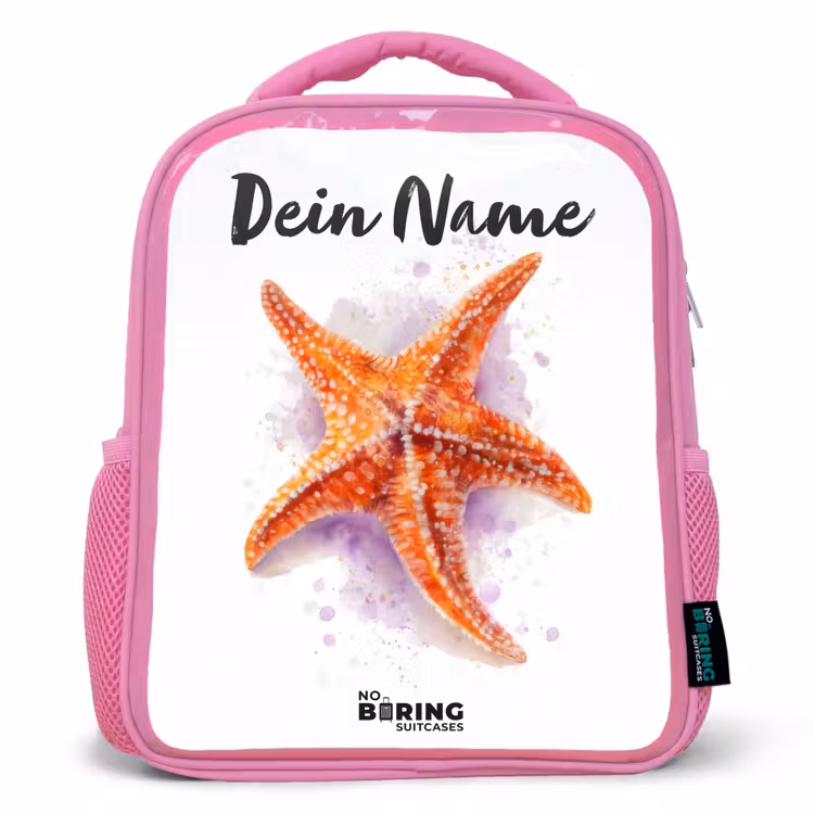 Oranje Zeester Illustratie Kinderrugzak - Roze middel -3d