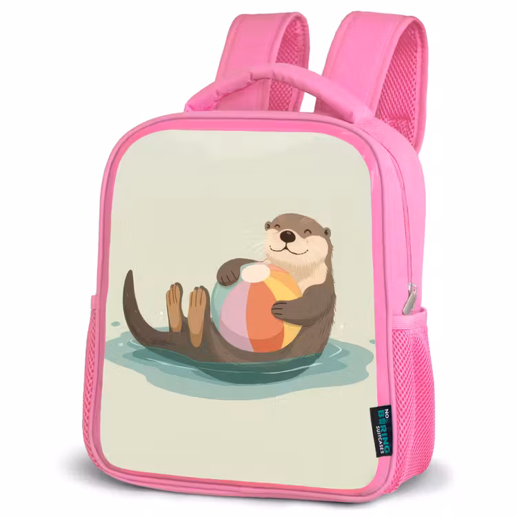 Otter - Strandbal - Kleurrijk Kinderrugzak - Roze middel -schuin