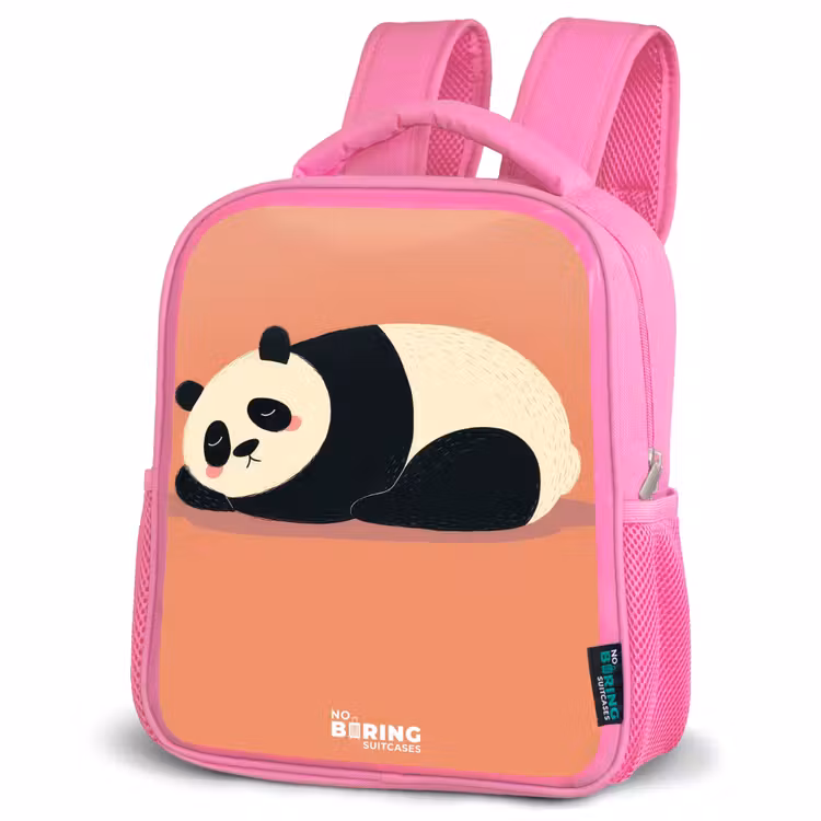 Panda - Slapen - Oranje Kinderrugzak - Roze middel -schuin
