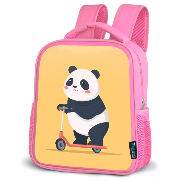 Panda - Step - Geel Kinderrugzak - Roze middel -schuin