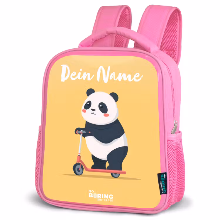 Panda - Step - Geel Kinderrugzak - Roze middel -schuin