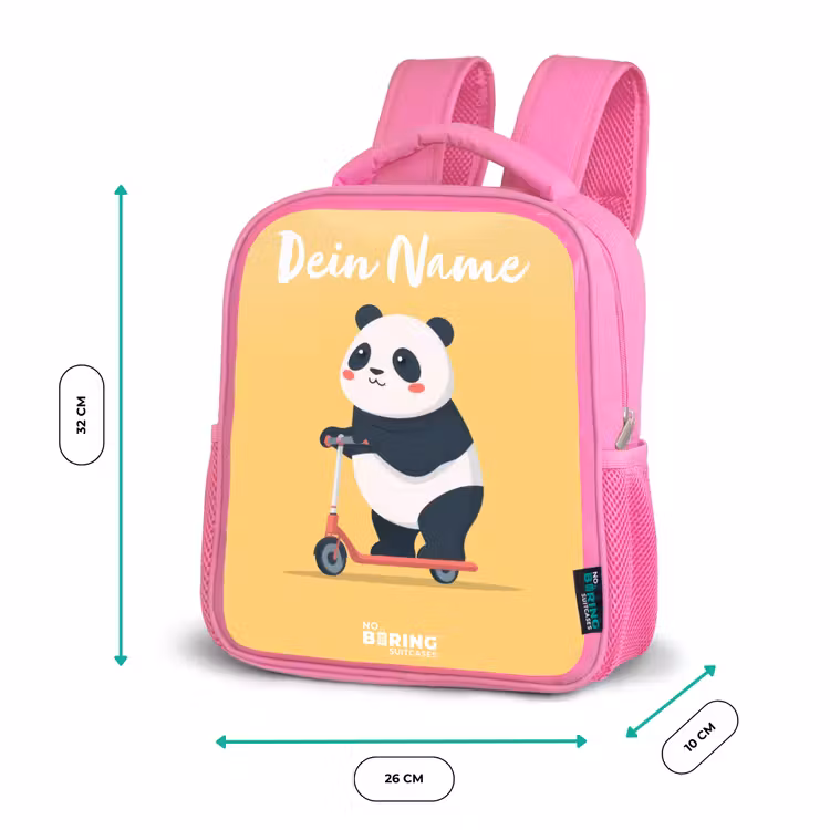 Panda - Step - Geel Kinderrugzak - Roze middel -productfoto_formaten