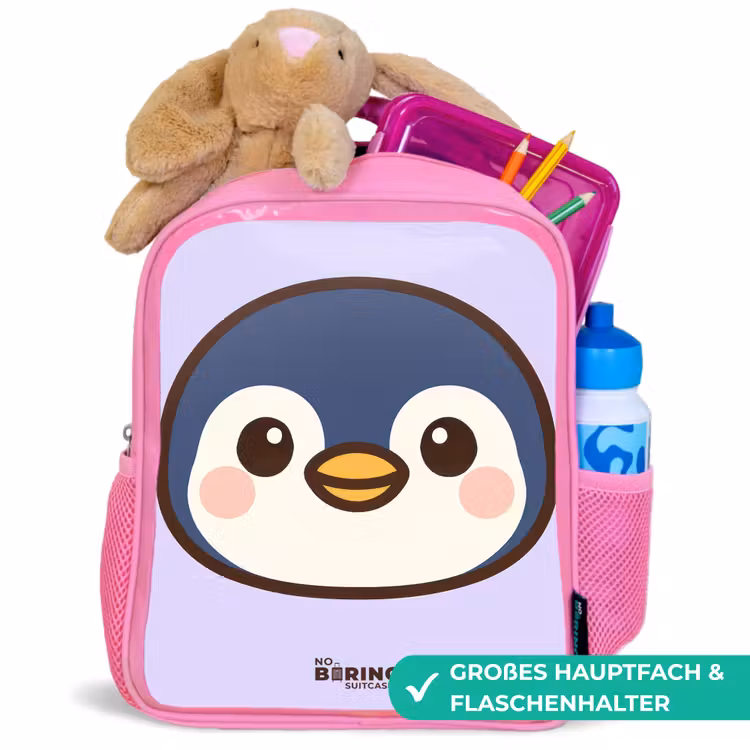 Pinguïn Kinderrugzak - Roze middel -inhoud_DE