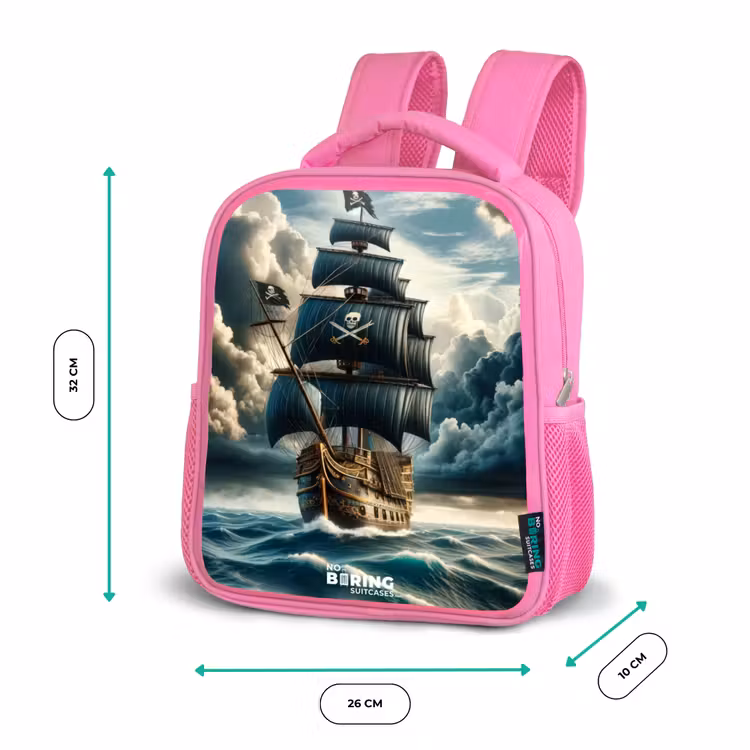 Piratenschip op een woeste zee Kinderrugzak - Roze middel -productfoto_formaten