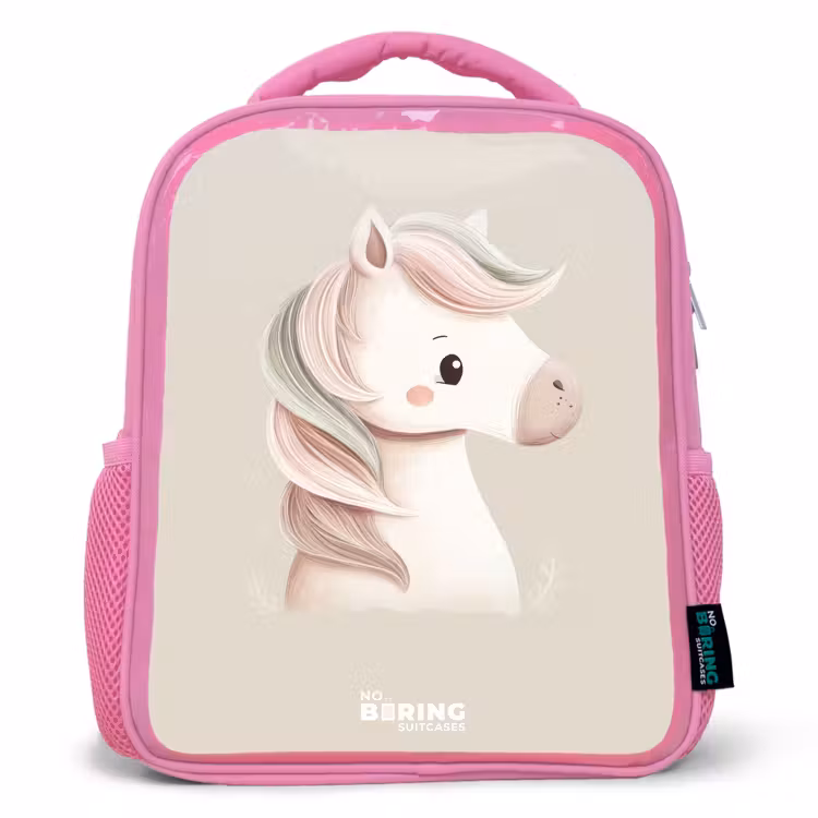 Pony in roze pastel kleuren Kinderrugzak - Roze middel -3d