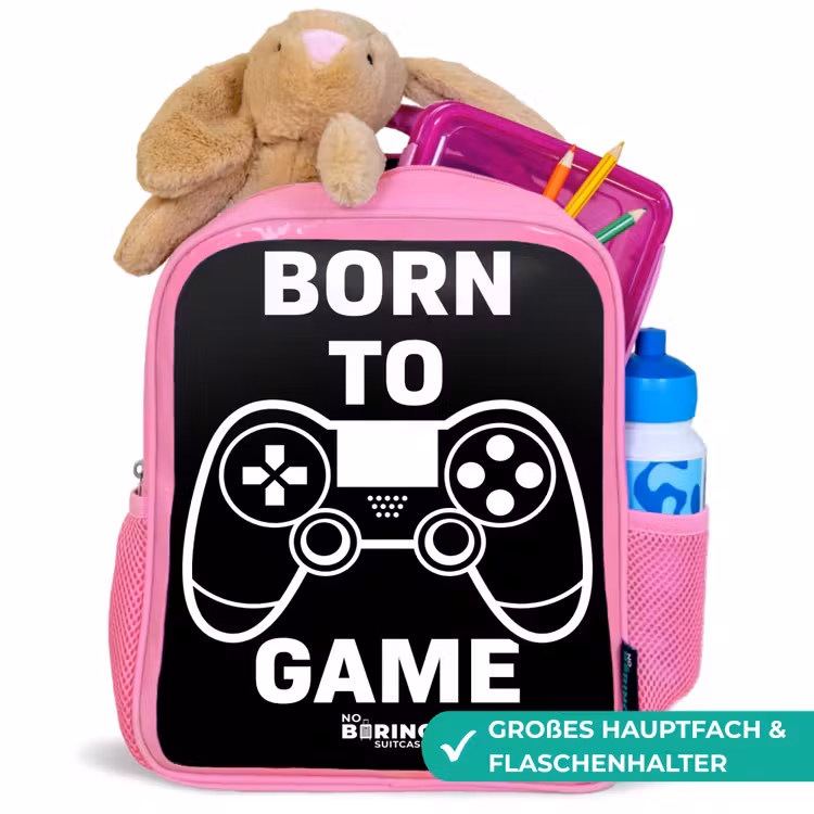 Qoute met controller in zwart wit Kinderrugzak - Roze middel -inhoud_DE