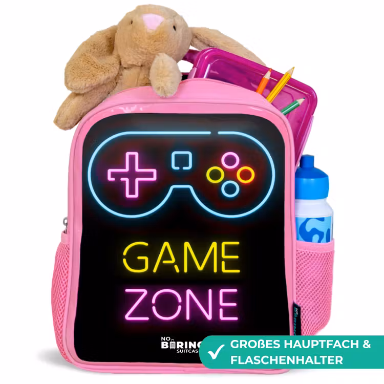 Qoute met neonkleuren Kinderrugzak - Roze middel -inhoud_DE