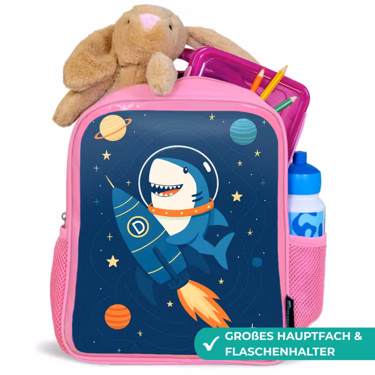 Raket - Haai - Ruimte Kinderrugzak - Roze middel -inhoud_DE
