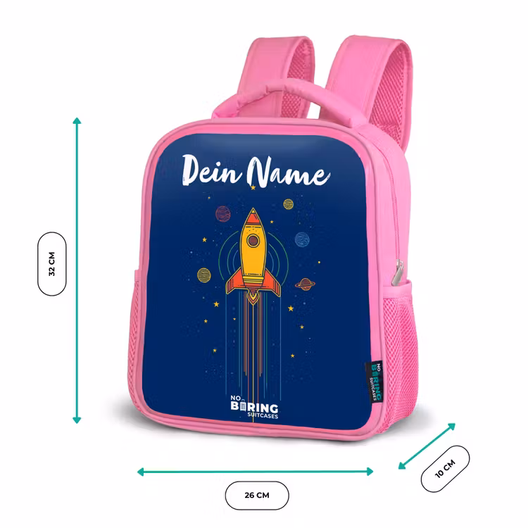 Raket - Planeten - Sterren Kinderrugzak - Roze middel -productfoto_formaten