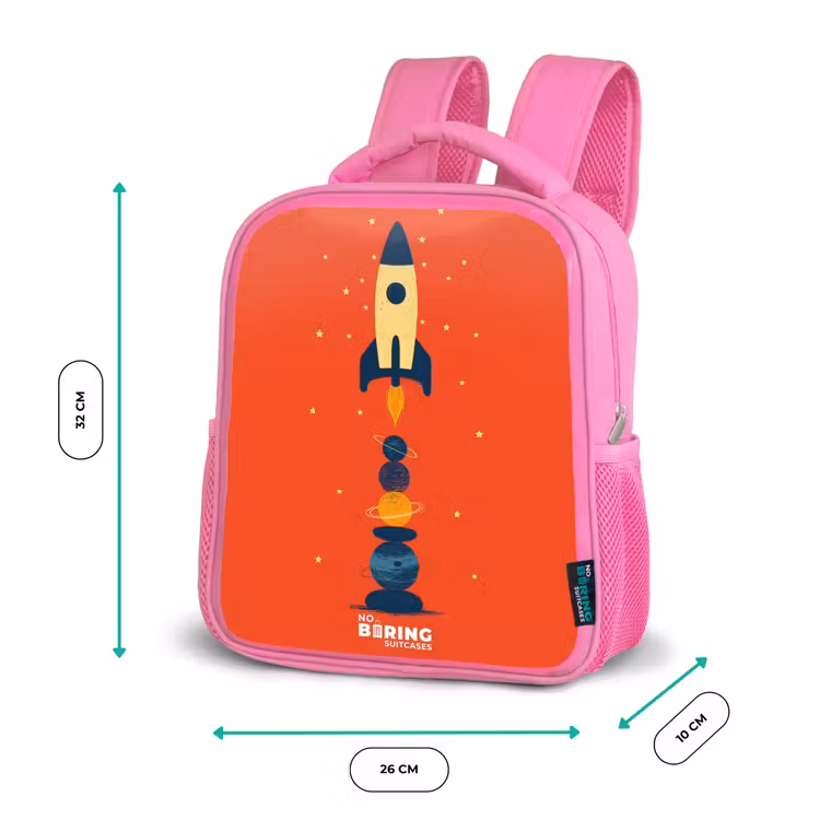 Raket - Sterren - Planeten Kinderrugzak - Roze middel -productfoto_formaten