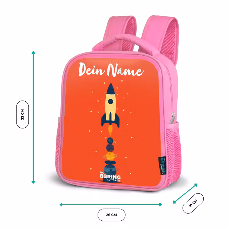 Raket - Sterren - Planeten Kinderrugzak - Roze middel -productfoto_formaten