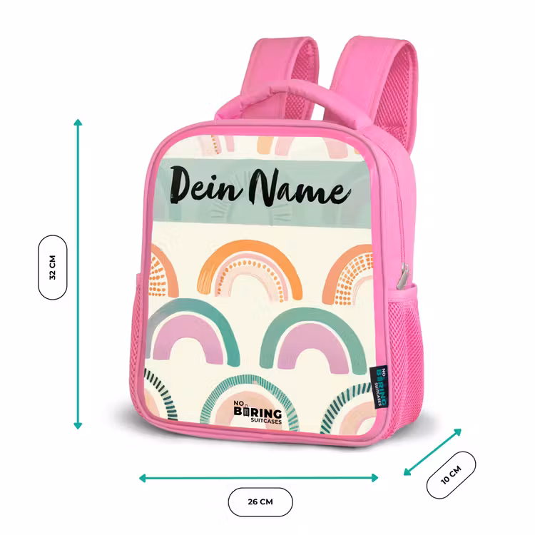 Regenboog - Pastel - Patroon Kinderrugzak - Roze middel -productfoto_formaten
