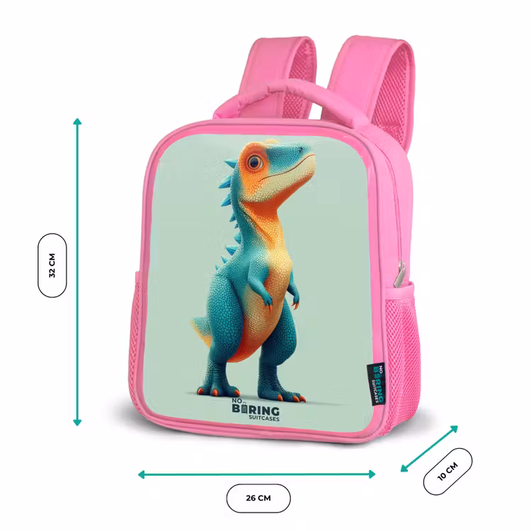 Stoere dino met grote ogen Kinderrugzak - Roze middel -productfoto_formaten