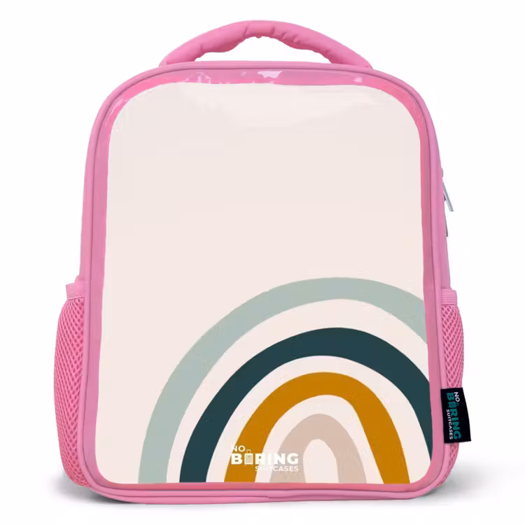 Ruwe regenboog aqua Kinderrugzak - Roze middel -3d