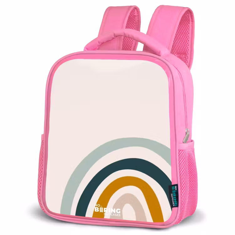 Ruwe regenboog aqua Kinderrugzak - Roze middel -schuin