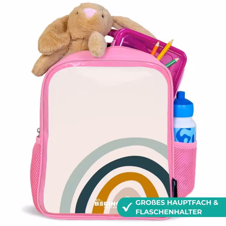 Ruwe regenboog aqua Kinderrugzak - Roze middel -inhoud_DE