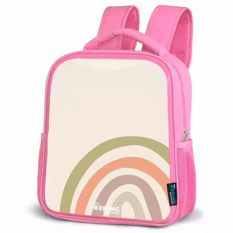 Ruwe regenboog pastel Kinderrugzak - Roze middel -schuin