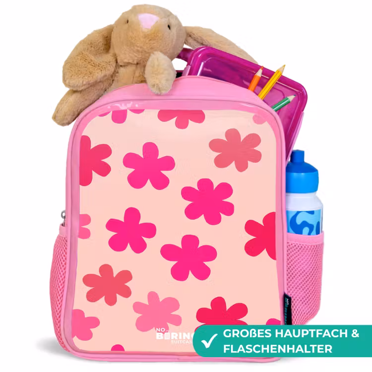Roze bloemen Kinderrugzak - Roze middel -inhoud_DE